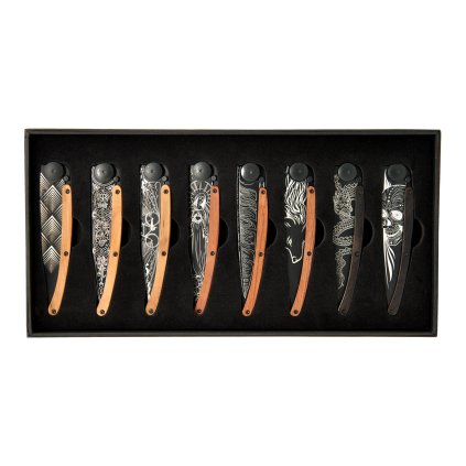 Dárková sada kapesních nožů black tattoo 8dílná deejo