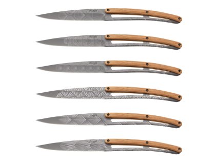 Sada steakových nožů Deejo titanium Art Deco olive 6 ks 1