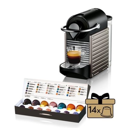 Kávovar na kapsle KRUPS Pixie Electric Titan + 14 nespresso kapslí ZDARMA