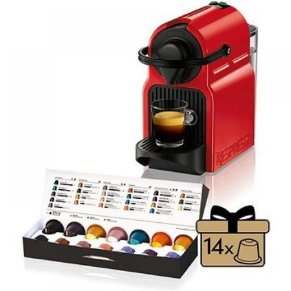 Kávovar na kapsle KRUPS Inissia červený + 14 nespresso kapslí ZDARMA