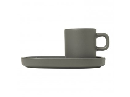 Sada 2 hrnků s podtácky na espresso Mio cínová Blomus