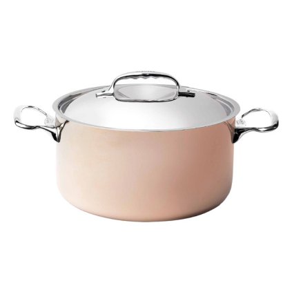 Měděný hrnec s nerezovými uchy O 28 cm Inocuivre de Buyer