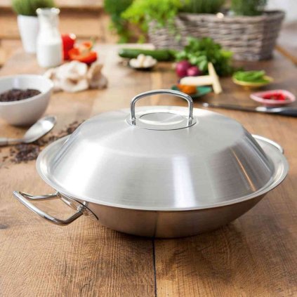 Wok O 30 cm s nerezovou poklicí original profi collection® Fissler