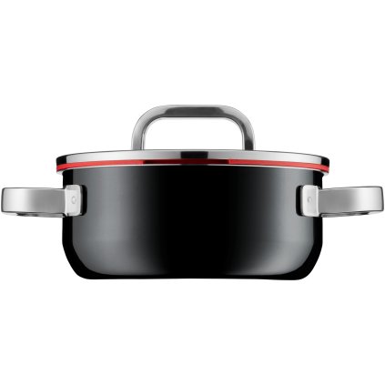 Nízký hrnec s poklicí Fusiontec Functional WMF 20 cm černá