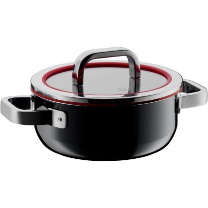 Nízký hrnec s poklicí Fusiontec Functional WMF 20 cm černá