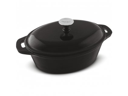 Litinový hrnec s poklicí LT1210 Iron Lamart oválný černá 35,5 cm 3,6 l