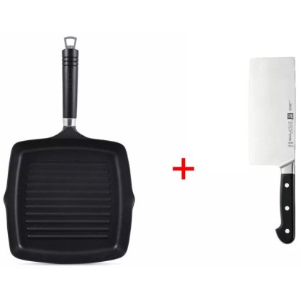 Čtvercová grilovací pánev KEN HOM Excellence 45 cm + Nůž kuchařský čínský Zwilling Pro 18 cm