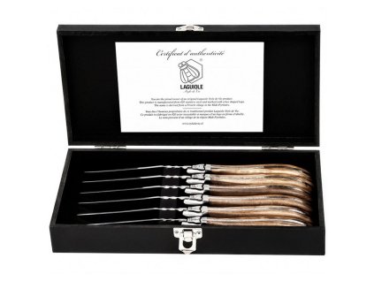 Sada steakových nožů Laguiole Luxury 6 ks olive