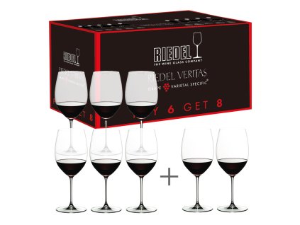 Výhodné balení 6 + 2 ks zdarma sklenic Cabernet/Merlot Veritas Riedel