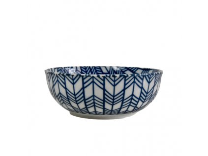 Miska Blue & White Feather Design 16 cm 650 ml MIJ