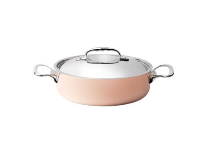 Měděný kastrol na soté s nerezovými uchy Ø 24 cm Inocuivre