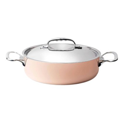 Měděný kastrol na soté s nerezovými uchy Ø 28 cm Inocuivre