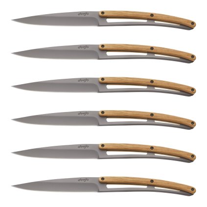 Sada steakových nožů 6dílná olive, titanium deejo