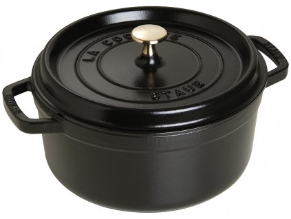 Kulatý hrnec, černá O 24 cm Staub