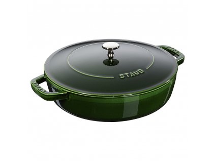 Kastrol na soté s litinovou samopodlévací poklicí O 24 cm bazalková Chistera Staub
