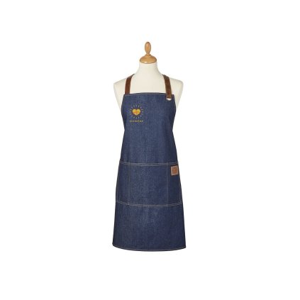 Zástěra SLUNEČNÁ® z tmavého denimu a eko kůže