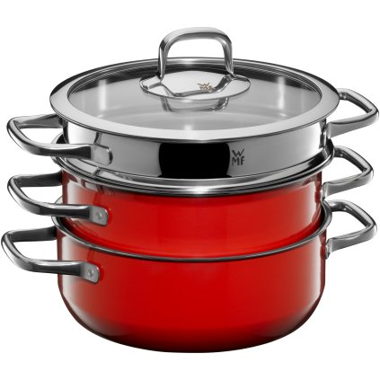 Sada hrnců Fusiontec Compact WMF 3 ks červená + ZDARMA Sada nožů WMF Kineo v hodnotě 1809 Kč
