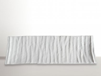Hranatý talíř na sushi Crumpled bílý 33 x 11 cm