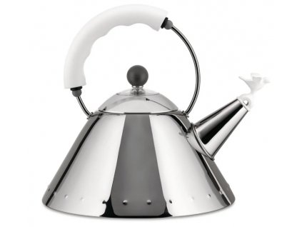 Konvice na vaření vody 9093 Alessi stříbrná/bílá