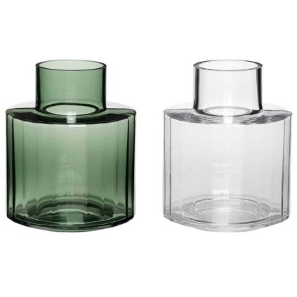 Set váz ASTER Hübsch 1,0 l zelená/bílá, 2 ks