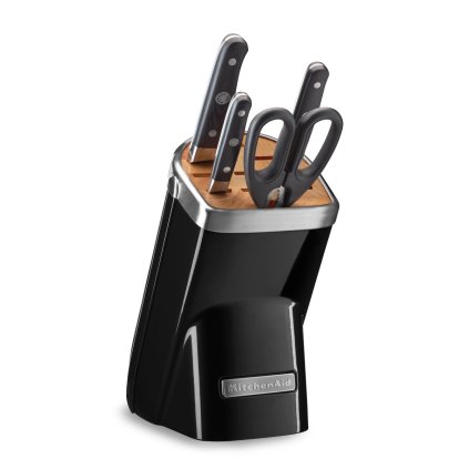 Sada nožů s blokem a nůžkami 5dílná černá Professional KitchenAid