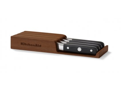 Steakové nože v dřevěném úložném boxu KitchenAid 4 ks
