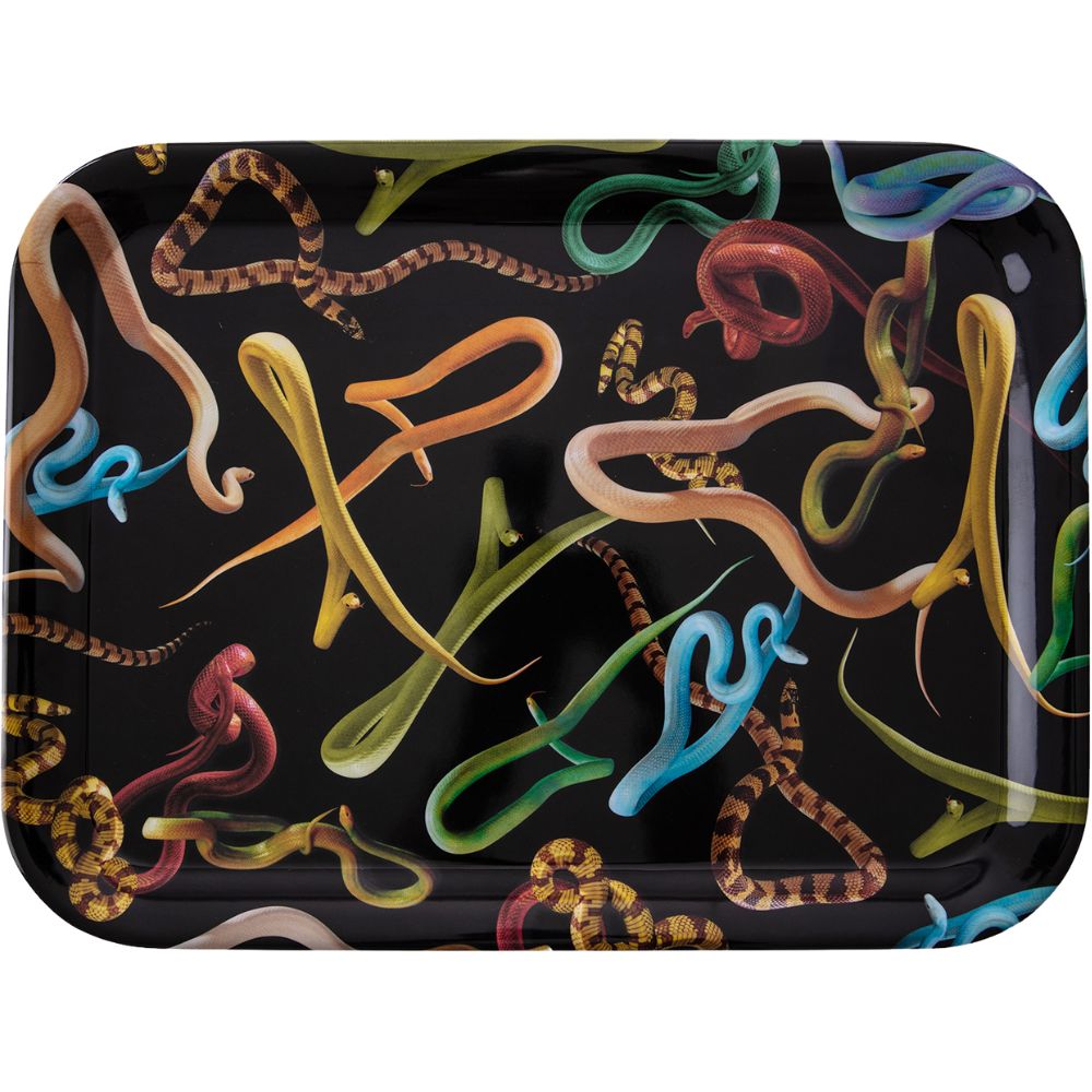 Servírovací tác TOILETPAPER SNAKES Seletti 32 x 43,5 cm černý