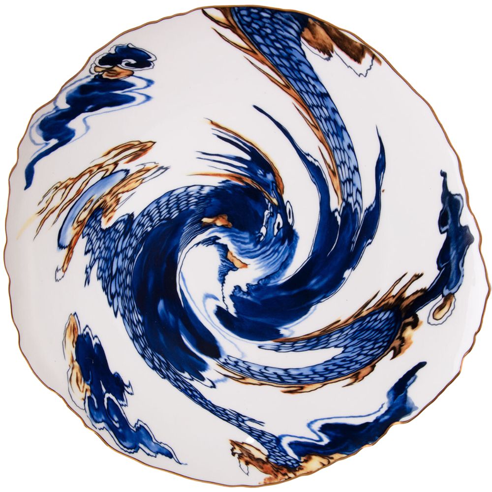 Jídelní talíř DIESEL CLASSICS ON ACID IMARI DRAGON 28 cm, modrá, porcelán, Seletti