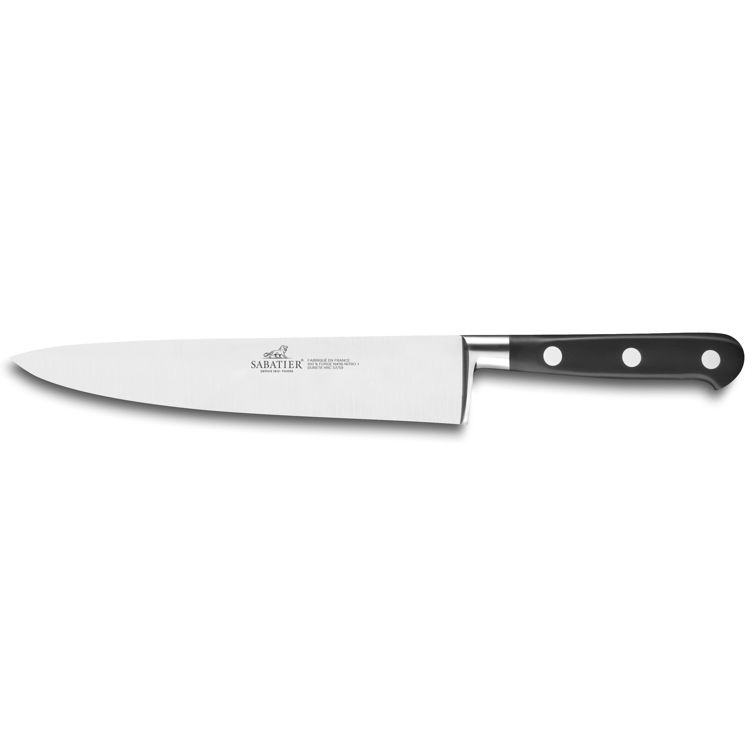 Kuchařský nůž IDÉAL 20 cm, nerezové nýty, černá, Lion Sabatier
