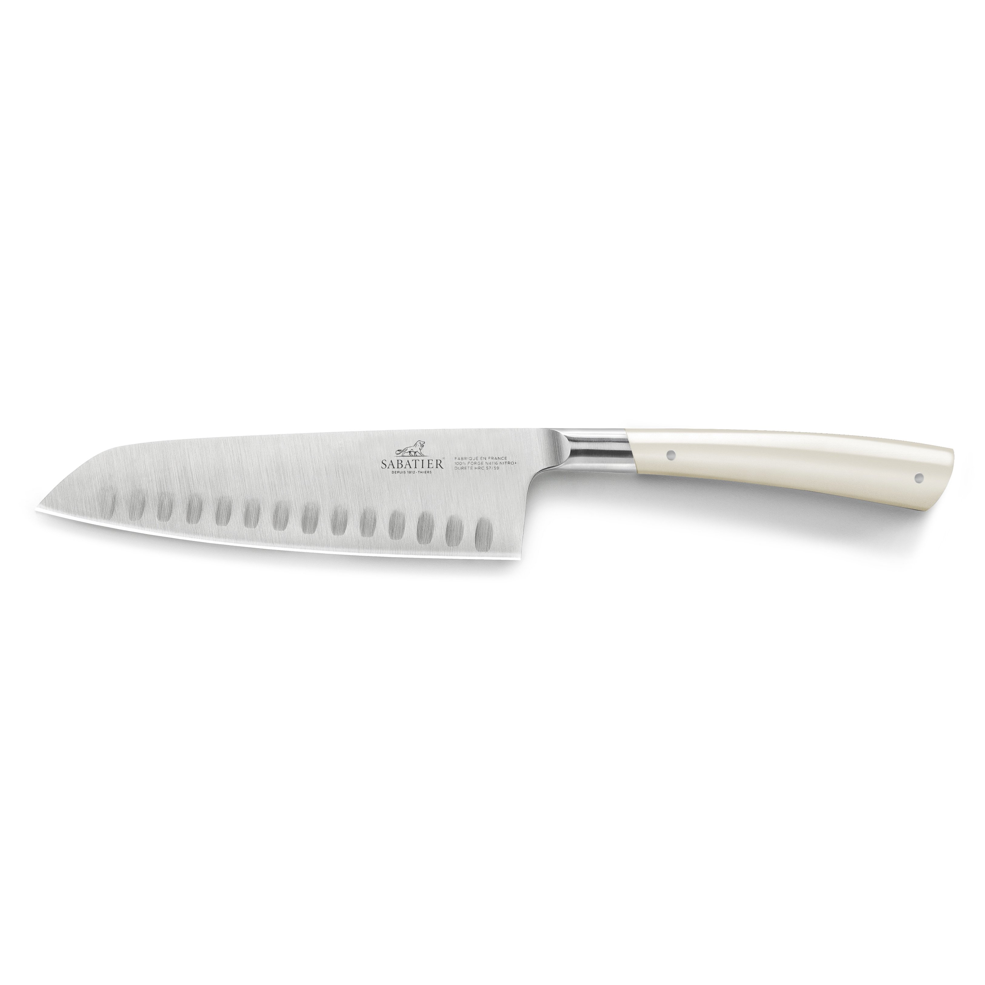 Santoku nůž EDONIST 18 cm, nerezové nýty, bílá, Lion Sabatier