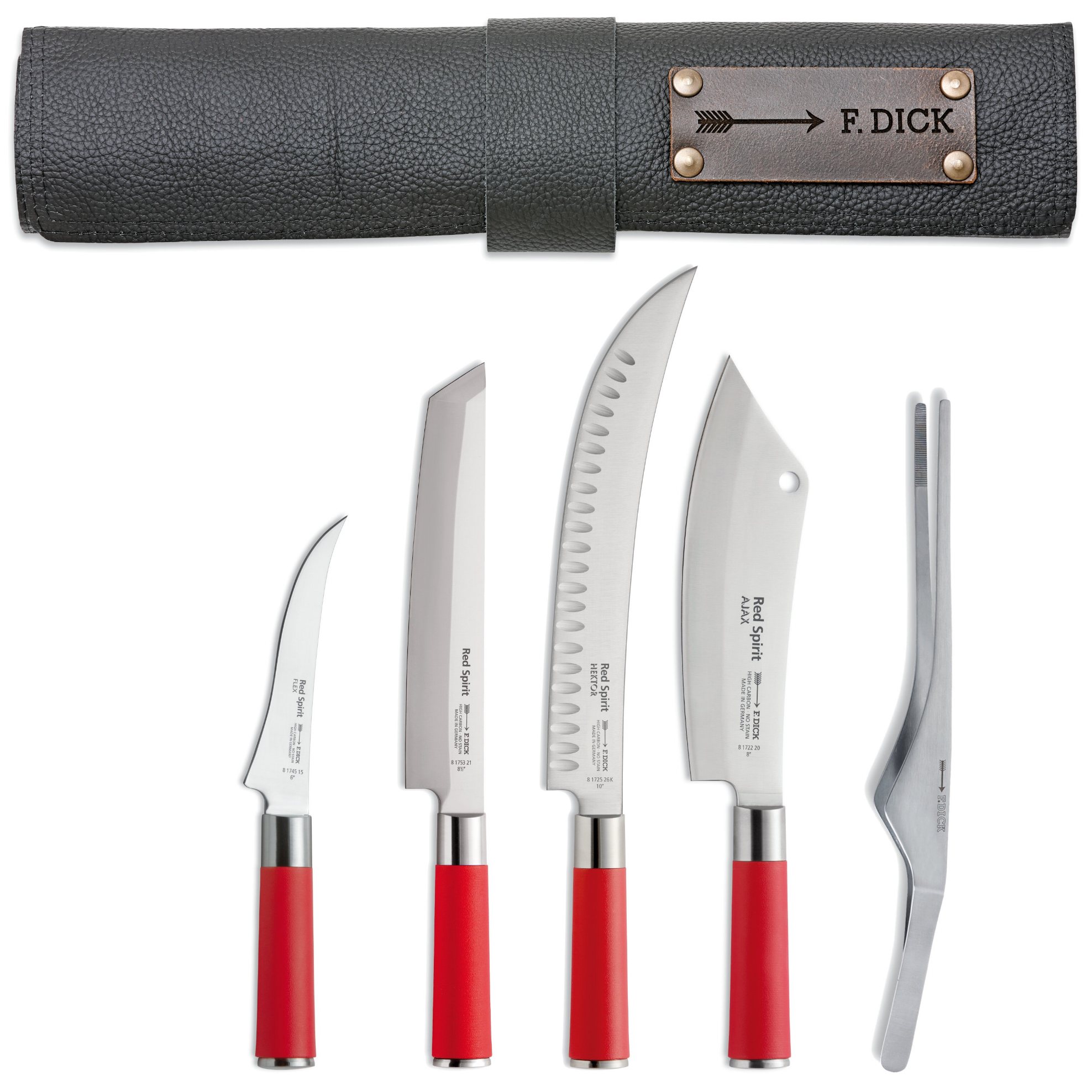 Kuchyňské nože RED SPIRIT s pouzdrem, sada 5 ks, nerezová ocel, F.DICK