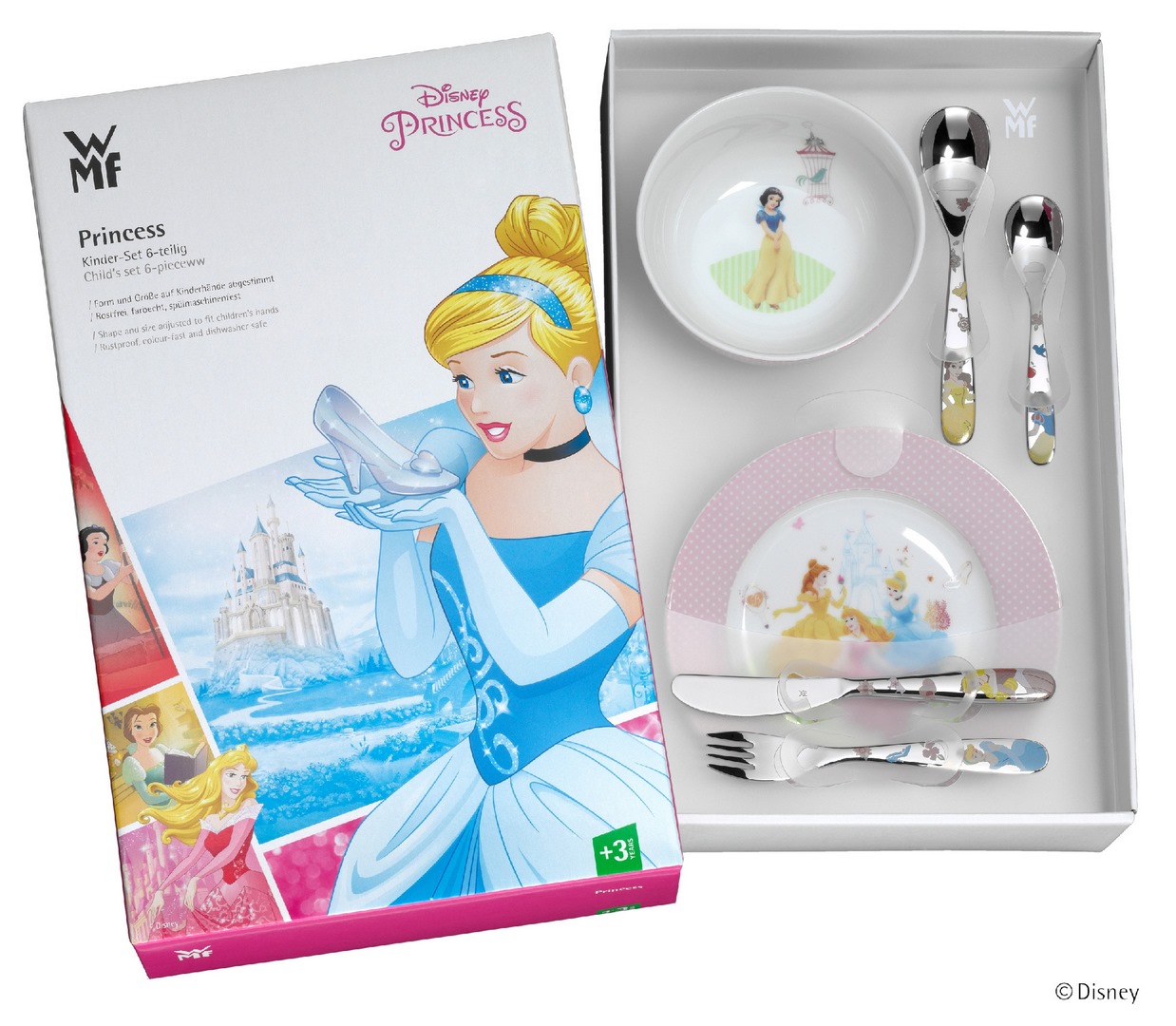 WMF Dětské nádobí Princezny Disney, dětská jídelní sada 6 ks, s příborem