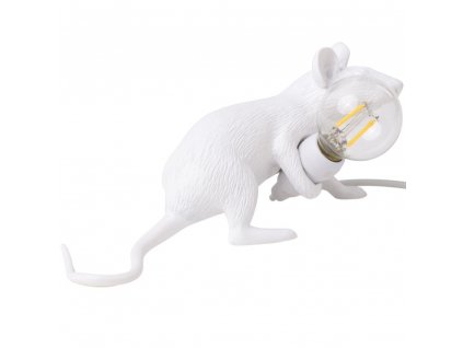 Stolová lampa MOUSE LIE DOWN 8 cm, USB zásuvka, biela, Seletti