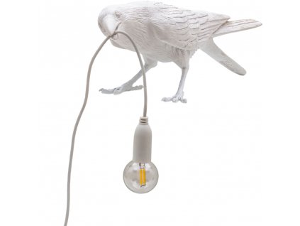 Stolová lampa BIRD PLAYING, 33 cm, biela, Seletti