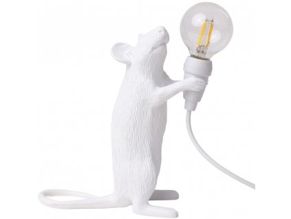 Stolová lampa MOUSE STANDING 14,5 cm, USB zásuvka, biela, Seletti