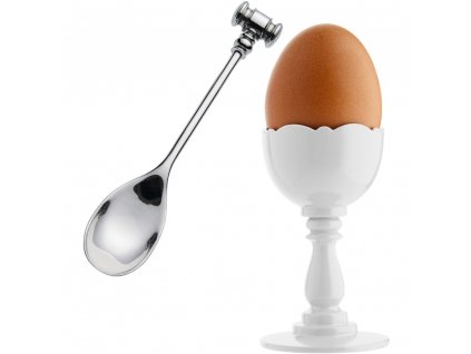 Kalíšok na vajíčka s lyžičkou DRESSED, 16 cm, biela, Alessi