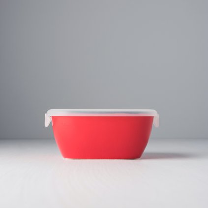 Hranatá nádoba COLOURBLOCK s vekom - červená 14 x 14 cm MIJ
