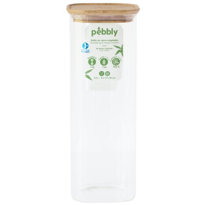 Dóza na potraviny PKV-007 2,2 l, sklo/bambus, Pebbly