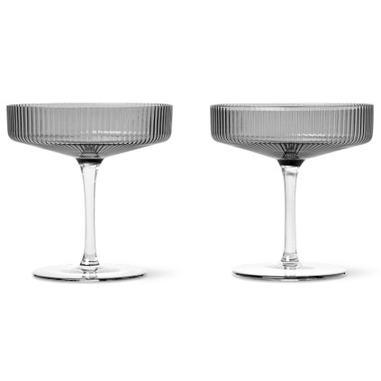 Pohár na šampanské RIPPLE 150 ml, súprava 2 ks, sivá, ferm LIVING