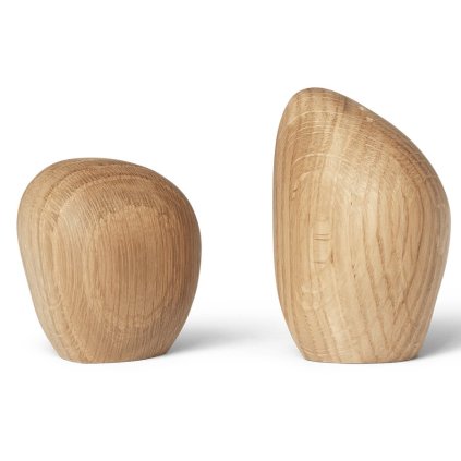 Sada soľničky a koreničky CAIRN, sada 2 ks, svetlo hnedá, drevo, ferm LIVING