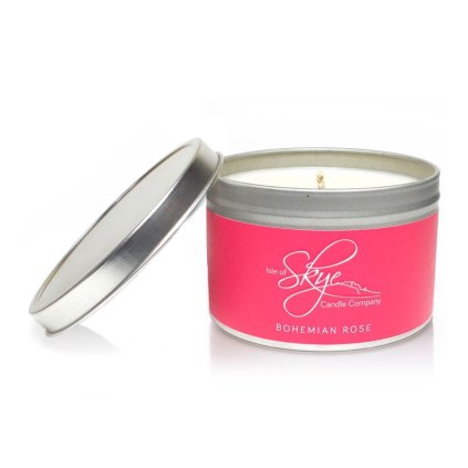 Vonná sviečka BOHEMIAN ROSE, doba horenia 30 hodín, cestovné balenie, Isle of Skye Candle Company