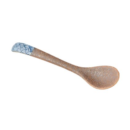 Jedálenská lyžica BASKETWEAVE 12,5 cm, modrá, keramika, MIJ