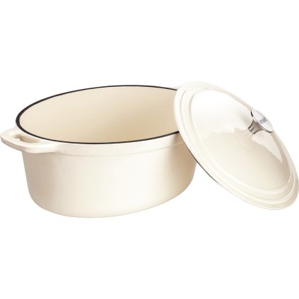 Litinový hrnec Iron LT1062 Lamart oválný krémová 33 cm 6 l aa