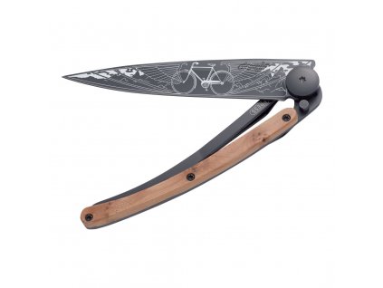 Vreckový nôž OUTDOOR BICYCLE 37 g, čierny, jalovcové drevo, deejo