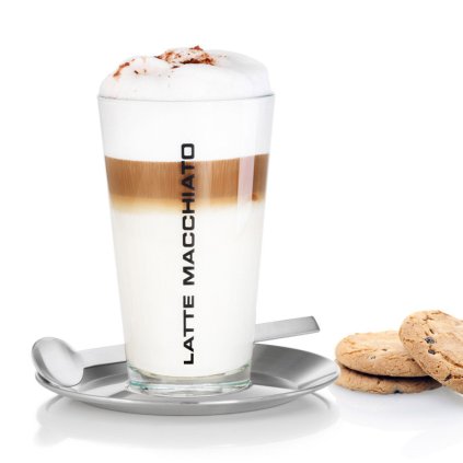 Pohár na latte macchiato s podšálkou a lyžičkou CONO