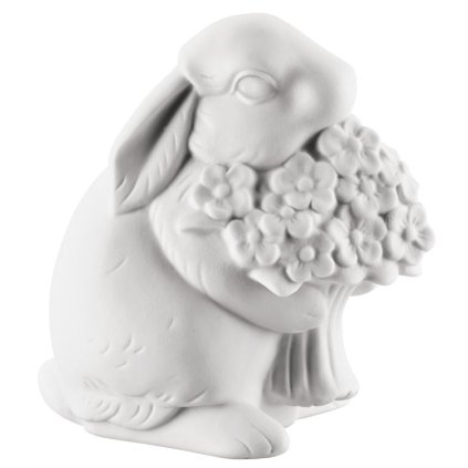 Porcelánový králik s kvetinou Rabbit Collection Rosenthal biely 10 cm