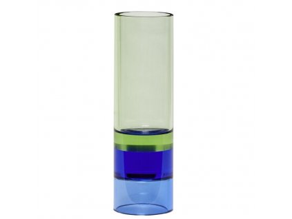 Váza/svietnik na čajovú sviečku ASTRO zelená/modrá, sklo, Hübsch