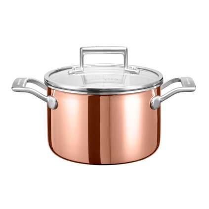 Hlboký medený hrniec s pokrievkou KitchenAid 24 cm 2,8 l