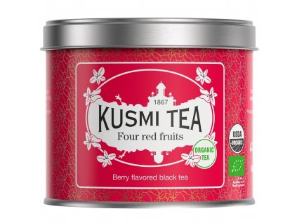 Čierny čaj FOUR RED FRUITS, plechovka sypaného čaju 100 g, Kusmi Tea