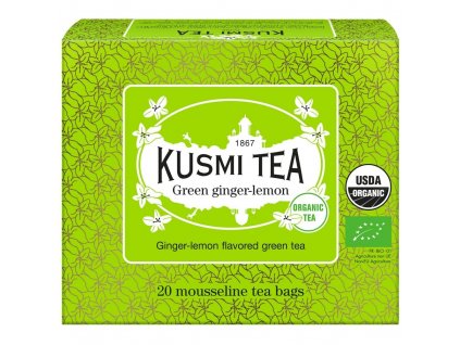Zázvorový citrónovo zelený čaj, 20 vrecúšok čaju, Kusmi Tea